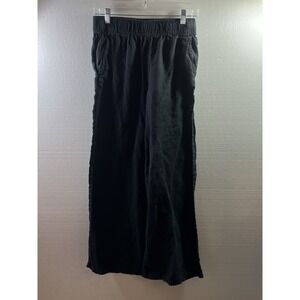 SIGRID OLSEN Anthropology 100% Linen Elastic waist Pull on Small Black Boho